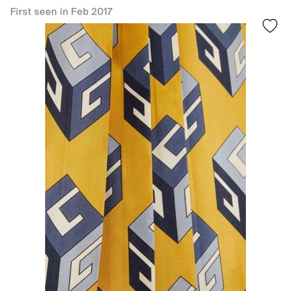 Gucci GG Wallpaper Silk Twill Pleated Skirt, Yellow - Picture 14 of 15